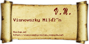 Visnovszky Milán névjegykártya